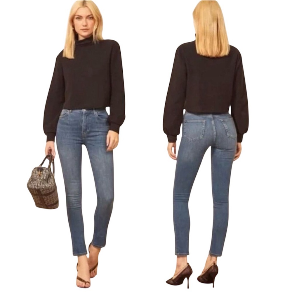 Reformation Women’s 27 Jeans High & and Skinny Rhine Slim Blue Stretch Straight